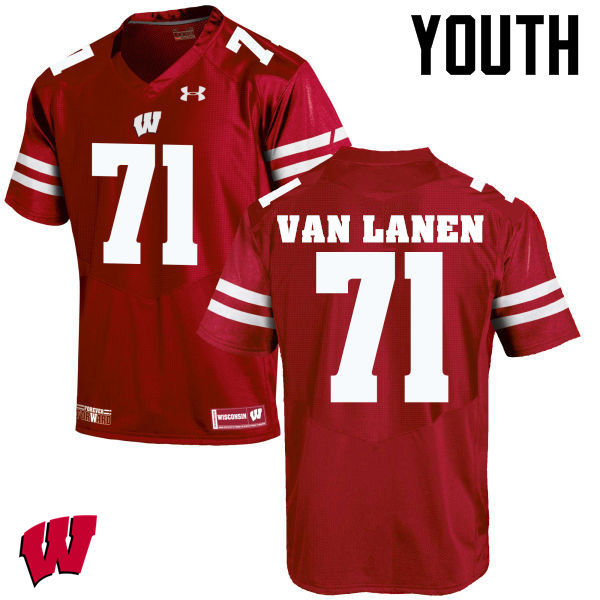 Youth Wisconsin Badgers #71 Cole Van Lanen College Football Jerseys-Red - Click Image to Close